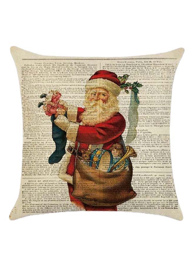 RISHAHOME Santa Printed Cushion Cover Cotton Blend Multicolour 45 x 45cm 