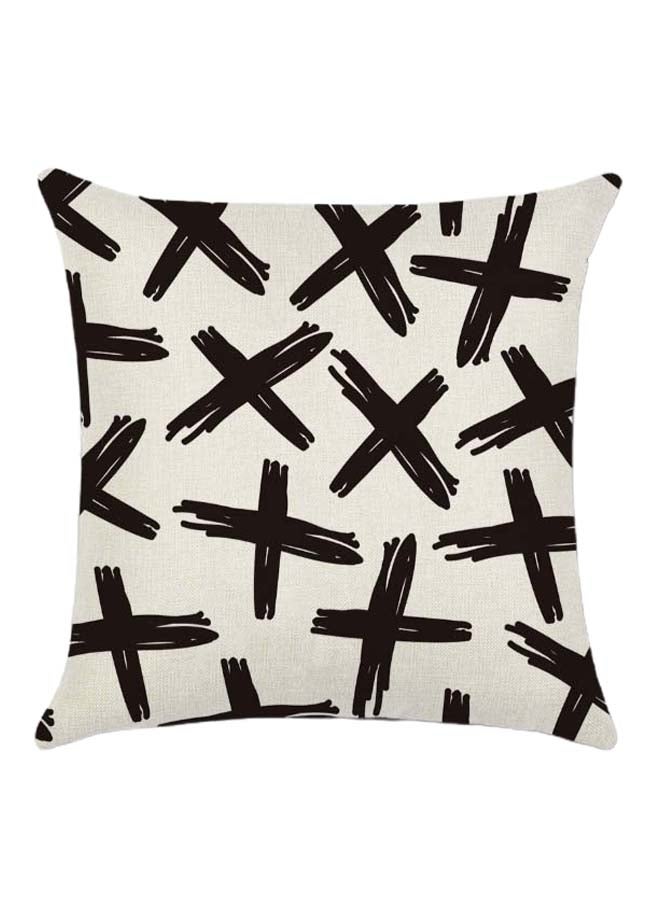 RISHAHOME Pattern Printed Cushion Cover Cotton Blend Black 45 x 45cm 
