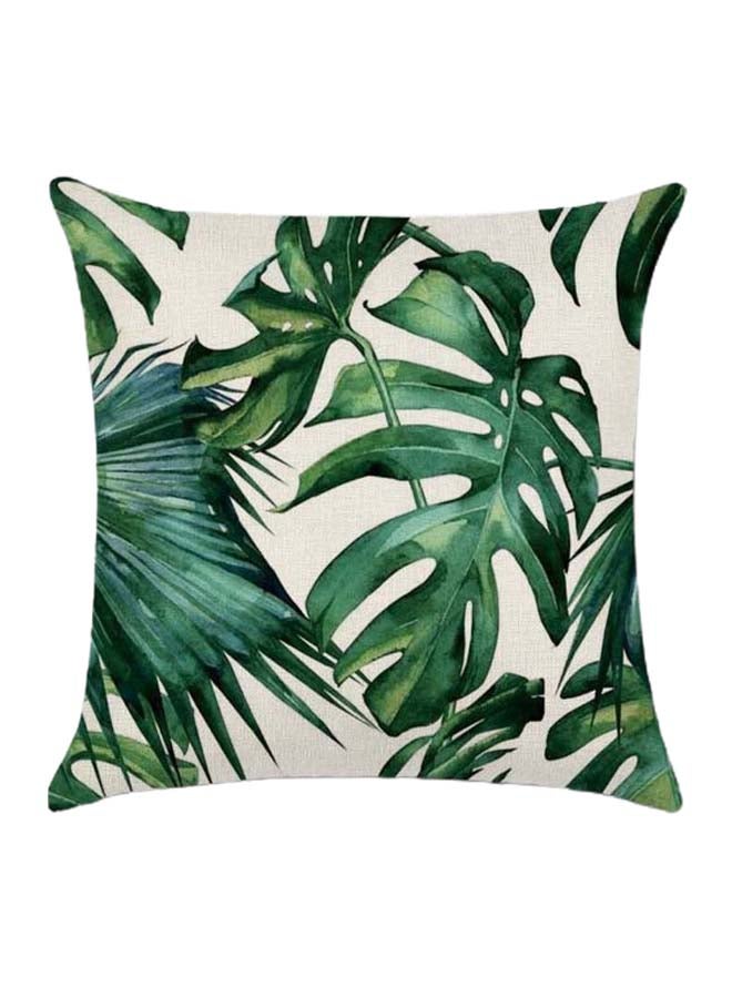 RISHAHOME Leaf Printed Cushion Cover Cotton Blend Multicolour 45 x 45cm 