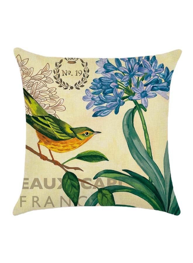 RISHAHOME Bird On The Plant Cotton Blend Multicolour 45 x 45cm 