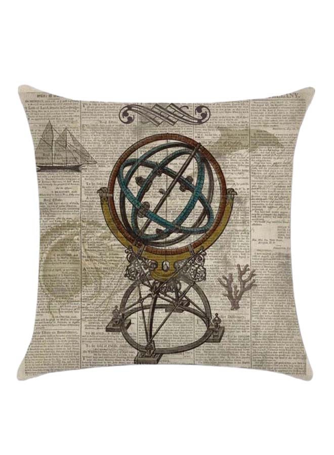 RISHAHOME Sailor Globe Printed Cushion Cotton Blend Multicolour 45 x 45cm 