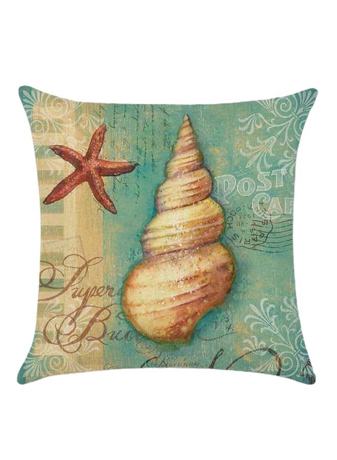 RISHAHOME Sealife Printed Cushion Cover Cotton Blend Multicolour 45 x 45cm 