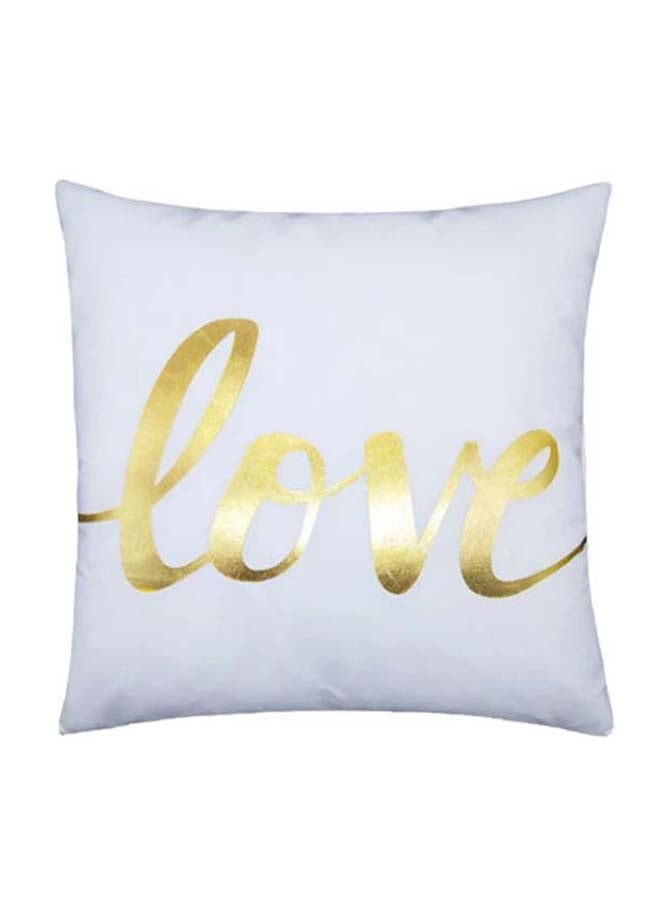 RISHAHOME Love Metallic Printed Cushion Cover Cotton Blend White 45 x 45cm 