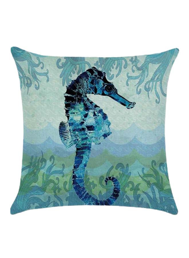 RISHAHOME Sea Horse Printed Cushion Cover Cotton Blend Multicolour 45 x 45cm 