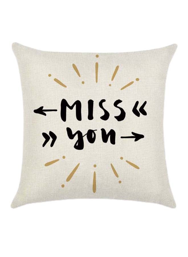 RISHAHOME Miss You Quote Printed Cushion Cover Cotton Blend Multicolour 45 x 45cm 
