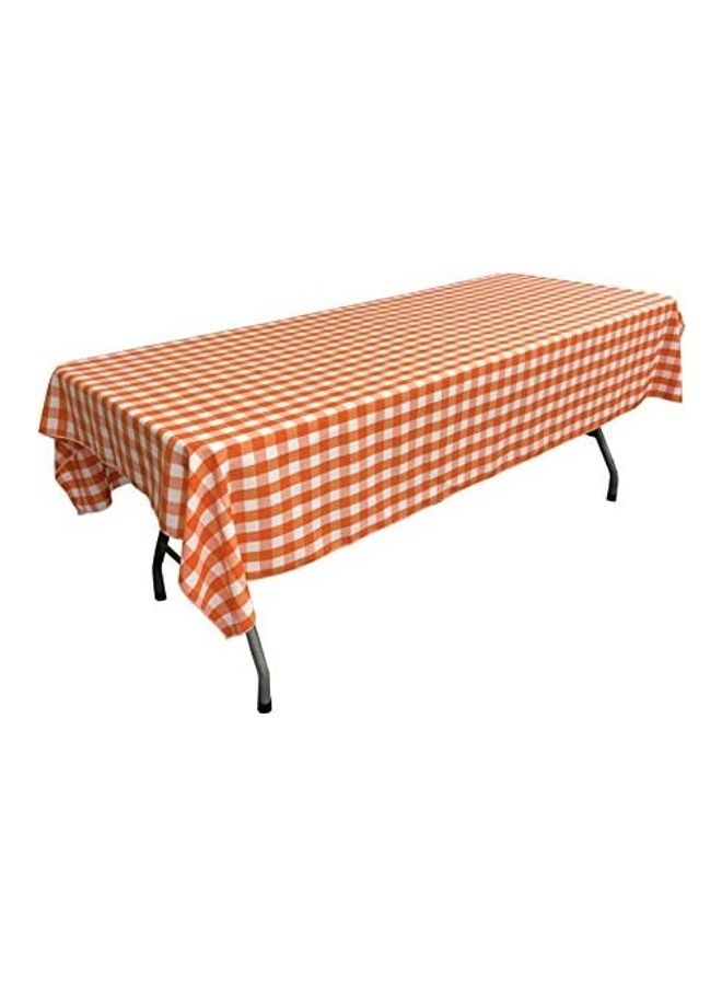 لا لينين مفرش طاولة بتصميم ذو نقشة مربعات برتقالي / أبيض 102 x 0.1 x 60بوصة