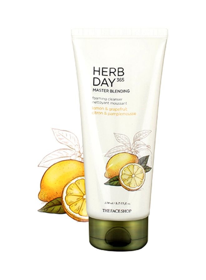 THE FACE SHOP - Herb Day 365 Master Blending  Lemon And Grapefruit Foaming Face Wash 170ml - Image 1