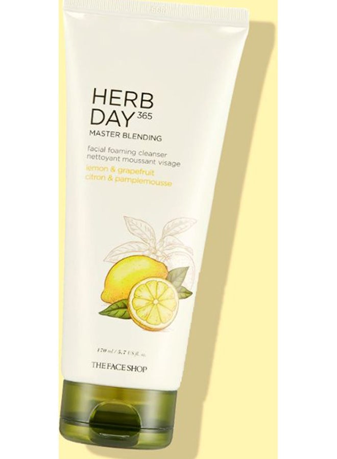 THE FACE SHOP - Herb Day 365 Master Blending  Lemon And Grapefruit Foaming Face Wash 170ml - Image 1