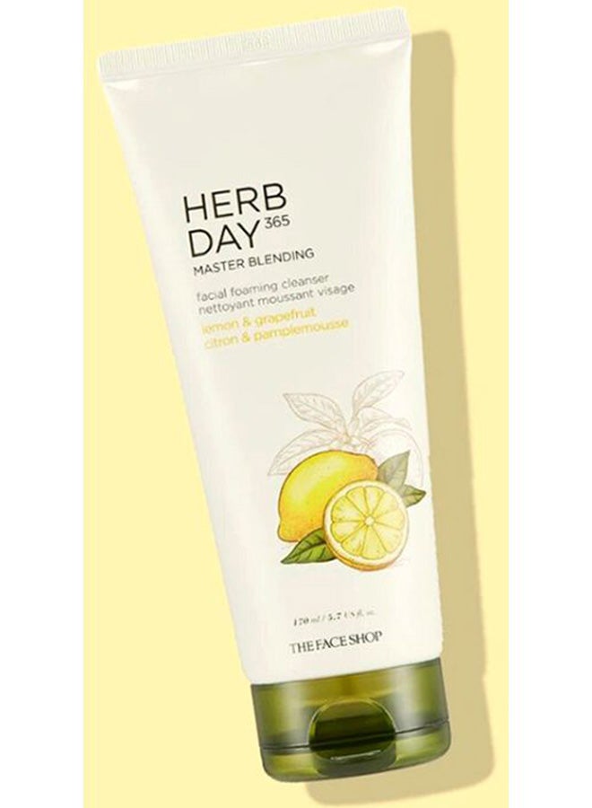 THE FACE SHOP - Herb Day 365 Master Blending  Lemon And Grapefruit Foaming Face Wash 170ml - Image 1
