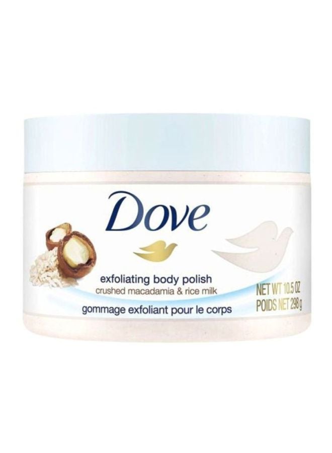 Dove Exfoliating Body Polish With Macadamia And Rice Milk 298grams - Image 1