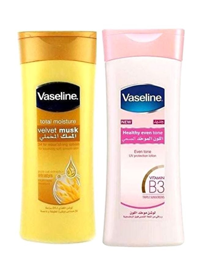 فازلين مجموعة لوشن صحي موحد للون ومسك مخملي للترطيب الفائق، مكونة من قطعتين 800ملليلتر - Image 1