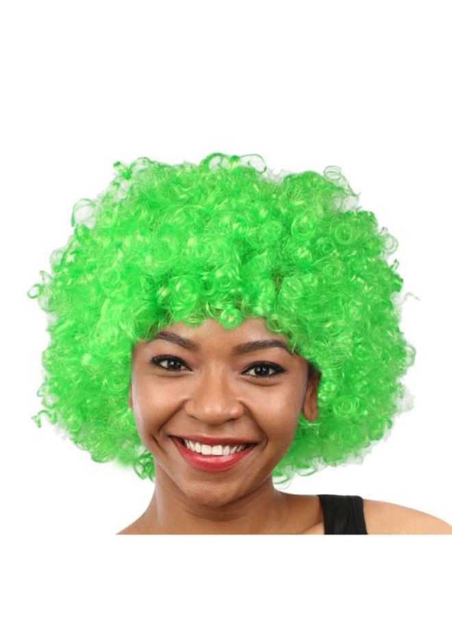 فوبيري شعر مستعار تنكري بتصميم شعر أفرو للمهرج مضحك للديسكو والحفلات أخضر 25x16x5سم - Image 2