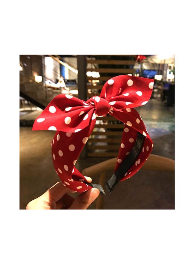 Beauenty Dot Print Bow Hairband Red/White - Image 2