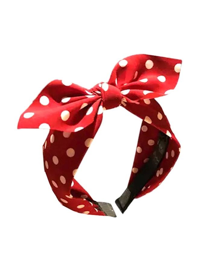 Beauenty Dot Print Bow Hairband Red/White - Image 1