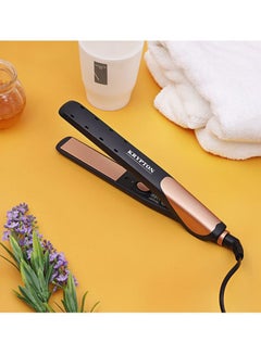KRYPTON Ceramic Hair Straightener With 360 Swivel Cord, Wet And Dry Function, Adjustable Temperature And Ergonomic Design Brown/Black 400grams  - Image 4