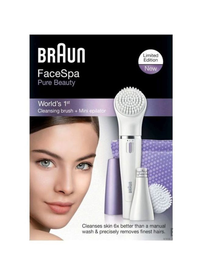 BRAUN 2-In-1 FaceSpa Cleansing Brush And Facial Epilator Set White/Purple 23x16x6cm - Image 2