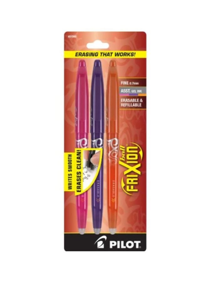 بايلوت مجموعة أقلام حبر جل بسن رفيع مكونة من 3 قطع وردي/ أرجواني/ برتقالي - Image 2