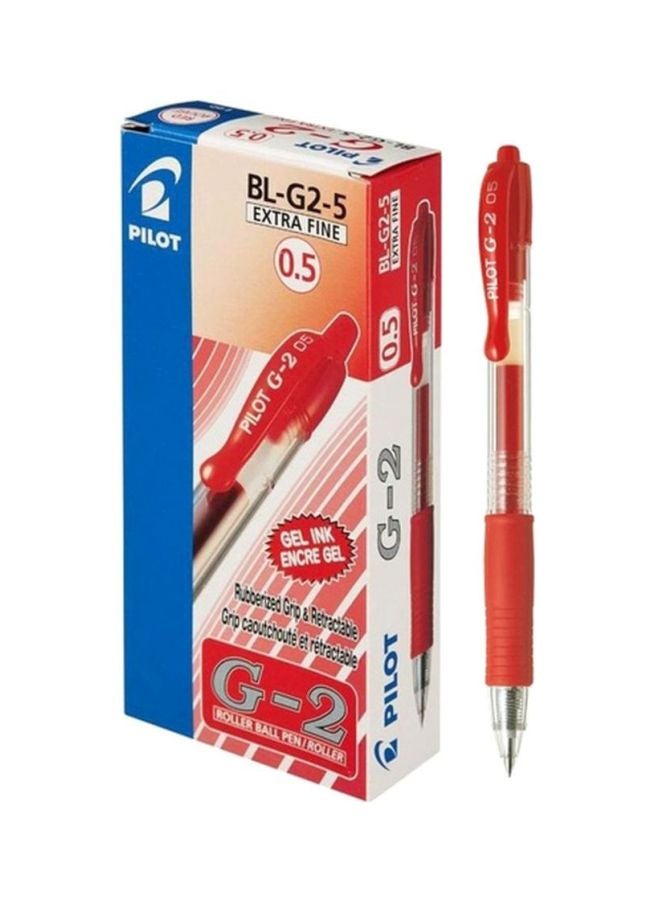 بايلوت طقم أقلام حبر جل G-2 جل برأس دقيق من 12 قطعة أحمر - Image 3