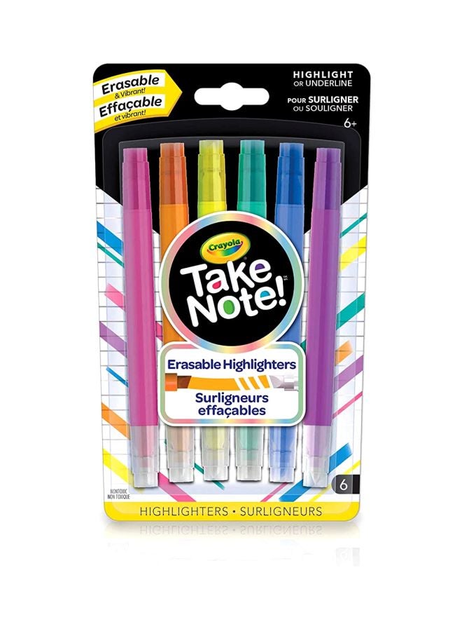 Crayola 6-Piece Take Note! Erasable Highlighters Blue/Purple/Yellow - Image 2