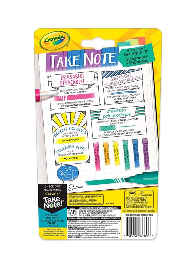 Crayola 6-Piece Take Note! Erasable Highlighters Blue/Purple/Yellow - Image 3