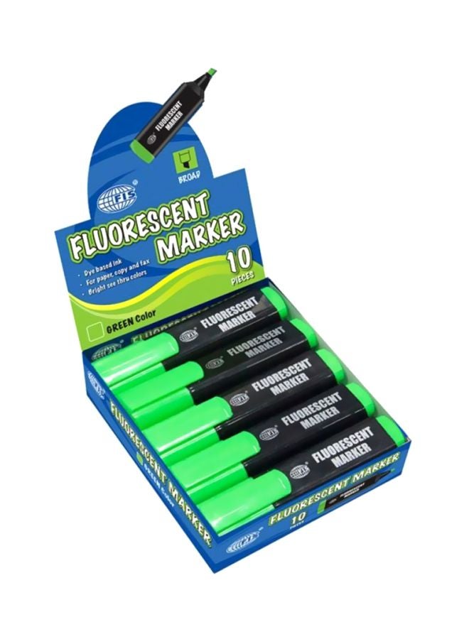 FIS 10-Piece Fluorescent Highlighter Set Black/Green - Image 1
