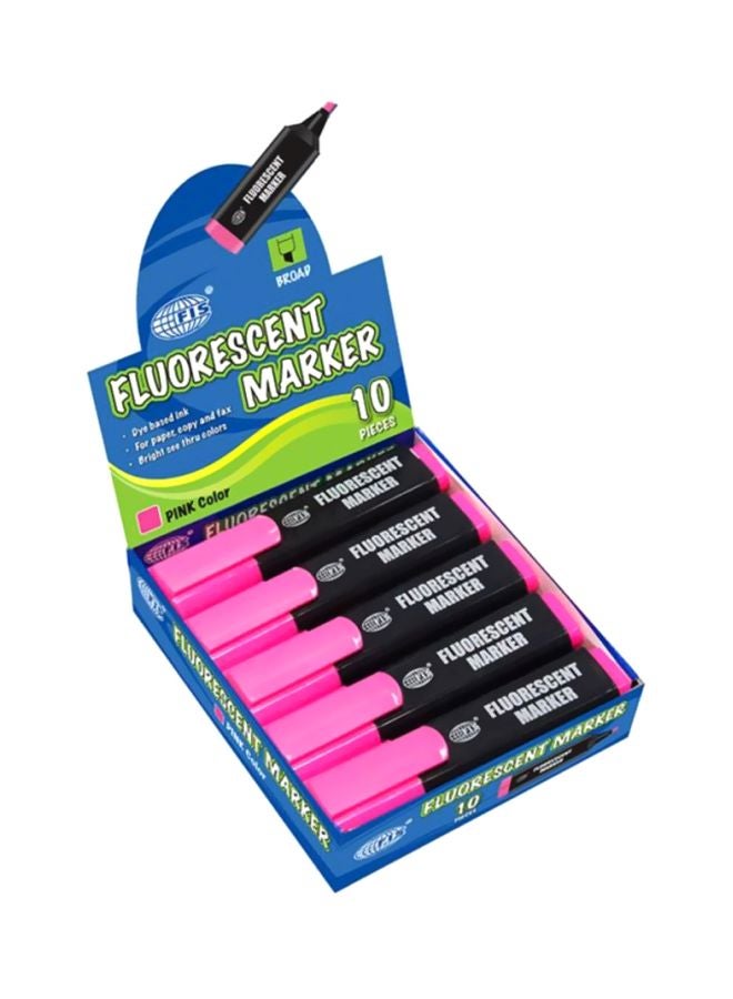 إف اي أس  مجموعة أقلام ماركر بألوان فلورية من 10 قطع أسود/وردي - Image 1