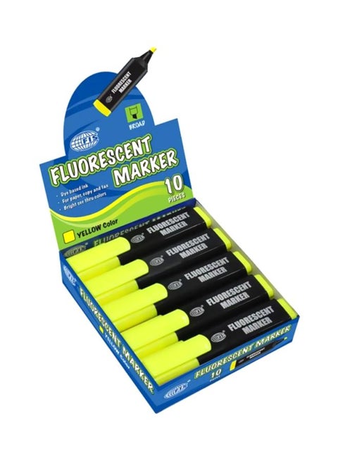 10-Piece Fluorescent Marker Set Black/Yellow