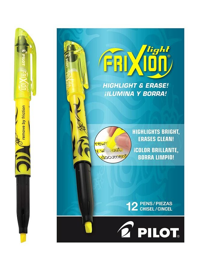 PILOT 12-Piece Erasable Highlighter Yellow/Black - Image 1