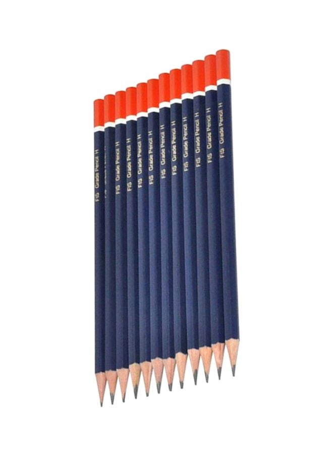 إف اي أس  مجموعة أقلام رصاص بدرجة H مناسبة للاستخدام في الصف ومكوّنة من 12 قطعة أزرق/أحمر - Image 1