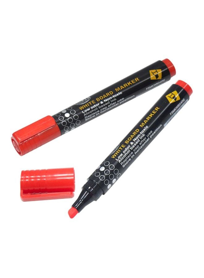 إف اي أس  طقم أقلام تحديد دائمة للسبورة مكون من 12 قطعة أحمر - Image 2