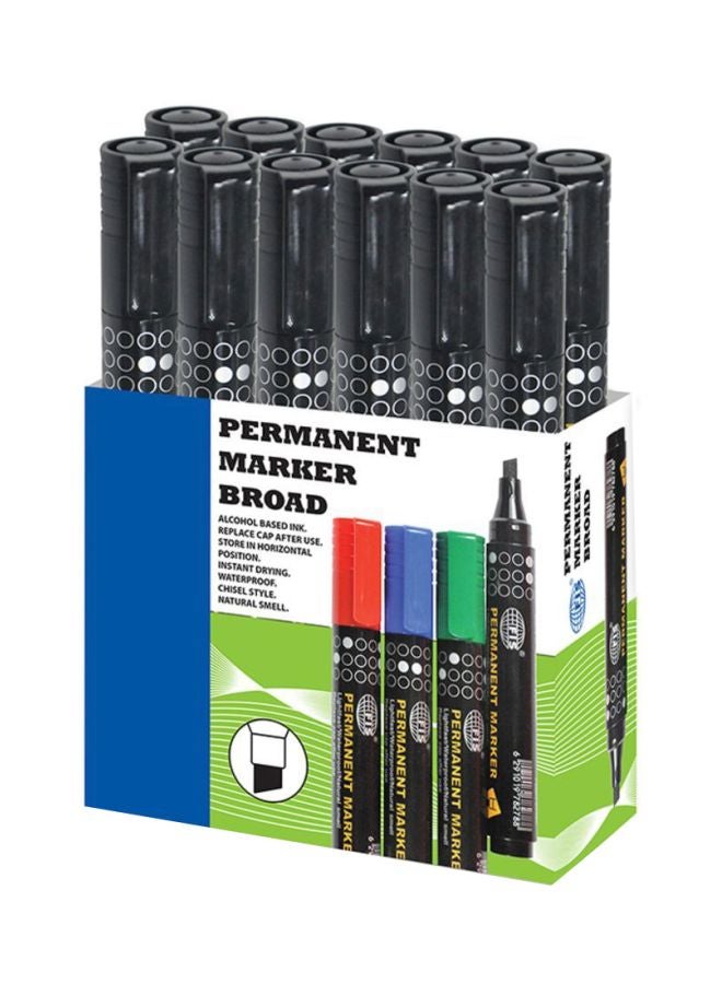 FIS 12-Piece Permanent Markers Set Black - Image 1