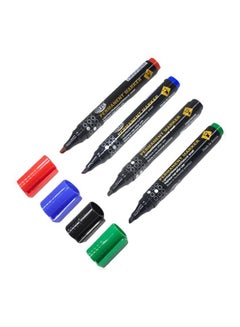 4-Piece Permanent Markers Set Black/Red/Blue