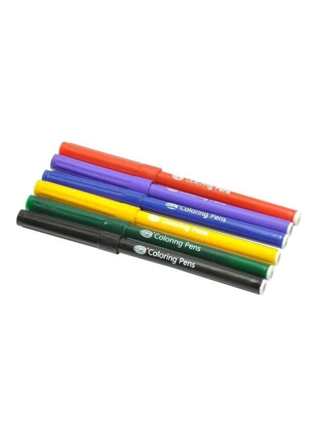 FIS 6-Piece Junior Water Coloring Pen Set Blue/Red/Black - Image 1