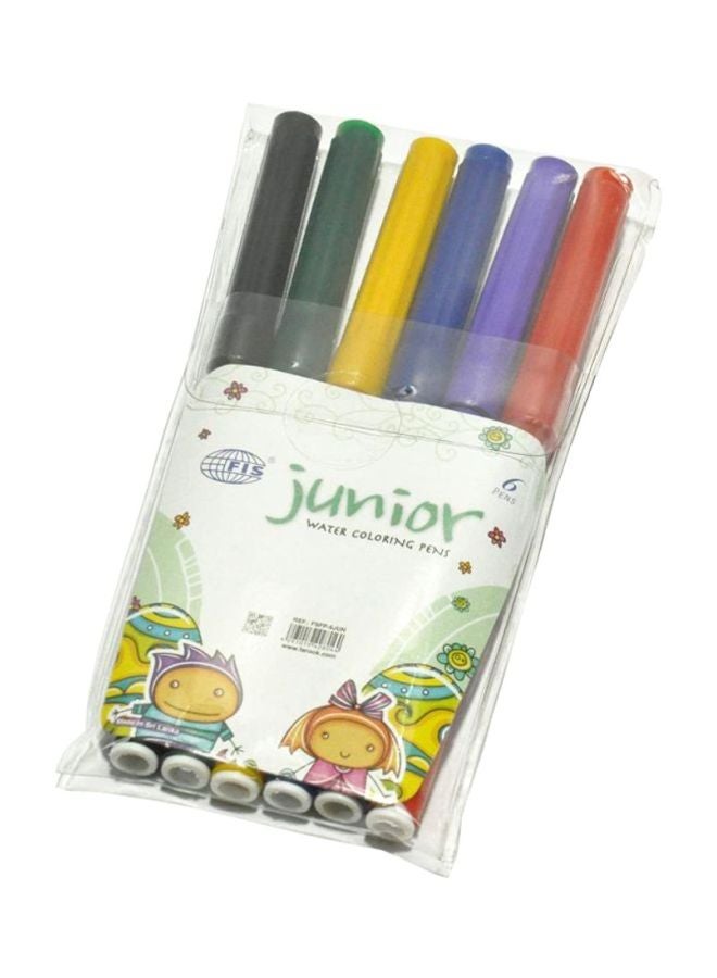 FIS 6-Piece Junior Water Coloring Pen Set Blue/Red/Black - Image 2