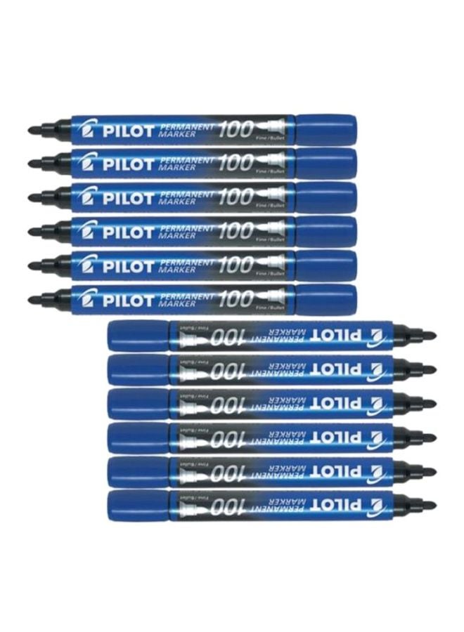 12-Piece Permanent Marker Set Blue/Black