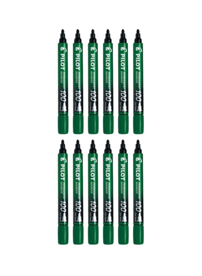 PILOT 12-Piece Permanent Marker Green/Black - Image 1