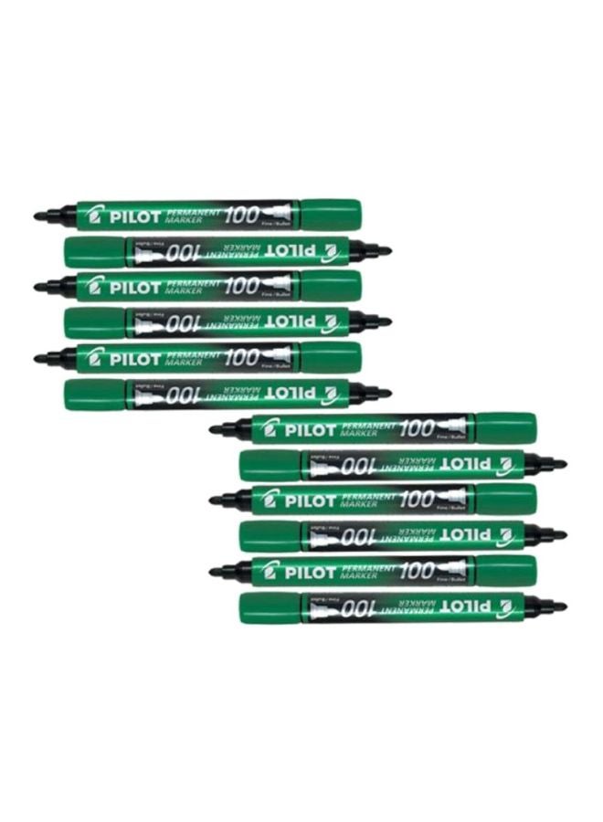 PILOT 12-Piece Permanent Marker Green/Black - Image 2