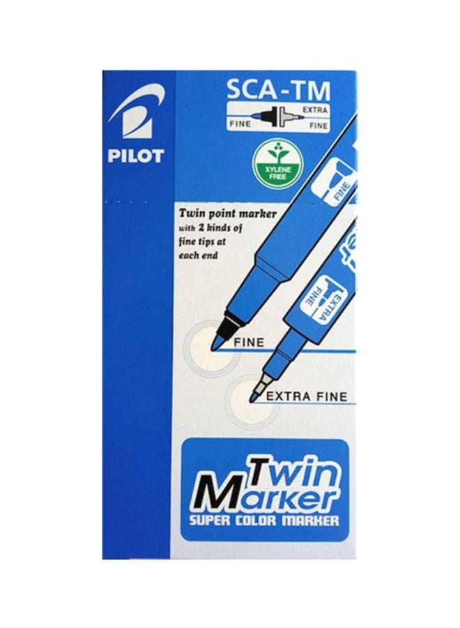 بايلوت مجموعة أقلام تحديد ماركر مزدوجة من 12 قطعة أزرق - Image 2