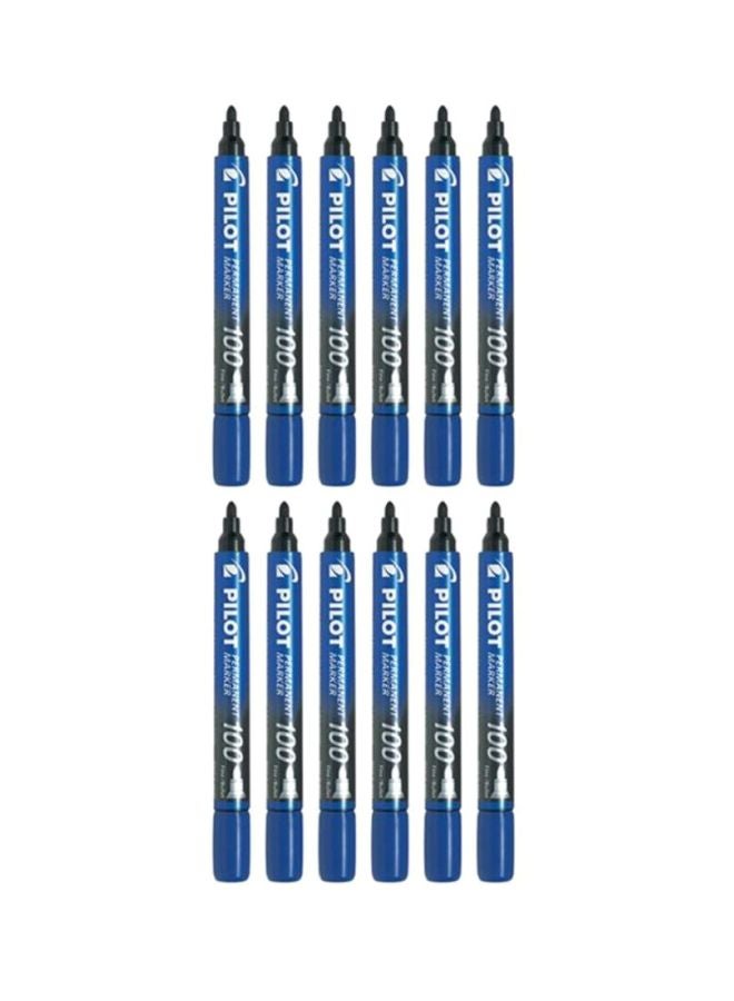 12-Piece Permanent Markers Set Blue