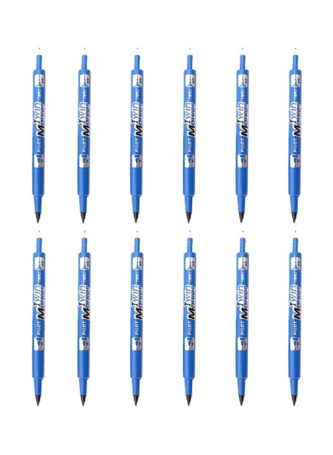 PILOT 12-Piece Twin Marker Set Blue - Image 1