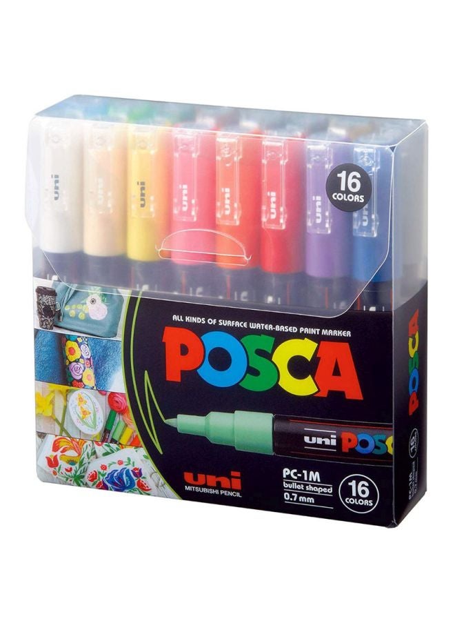 16-Piece Bullet Shaped Paint Marker Set 0.7mm Multicolour - v1615998206/N34387835A_3