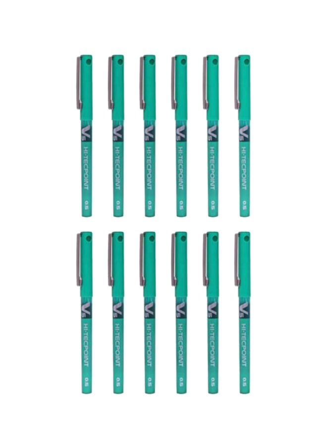 بايلوت أقلام حبر هاي تيكبوينت V5 برأس كروي من 12 قطعة أخضر