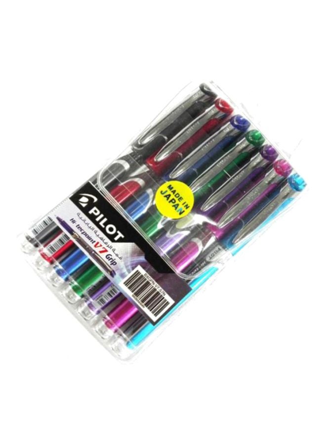 بايلوت طقم أقلام حبر سائلة كروية الرأس هاي تك بوينت بقبضة V5 مكون من 7 قطع أحمر / أخضر / أزرق