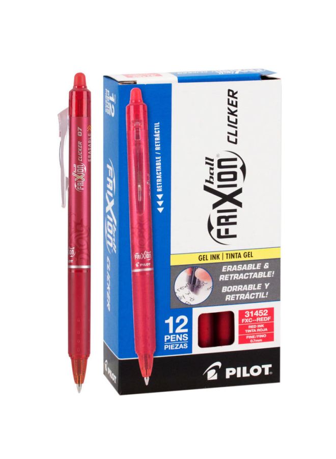 بايلوت طقم أقلام قابلة للمسح فريكسيون كليكر 12 قطعة أحمر - Image 3