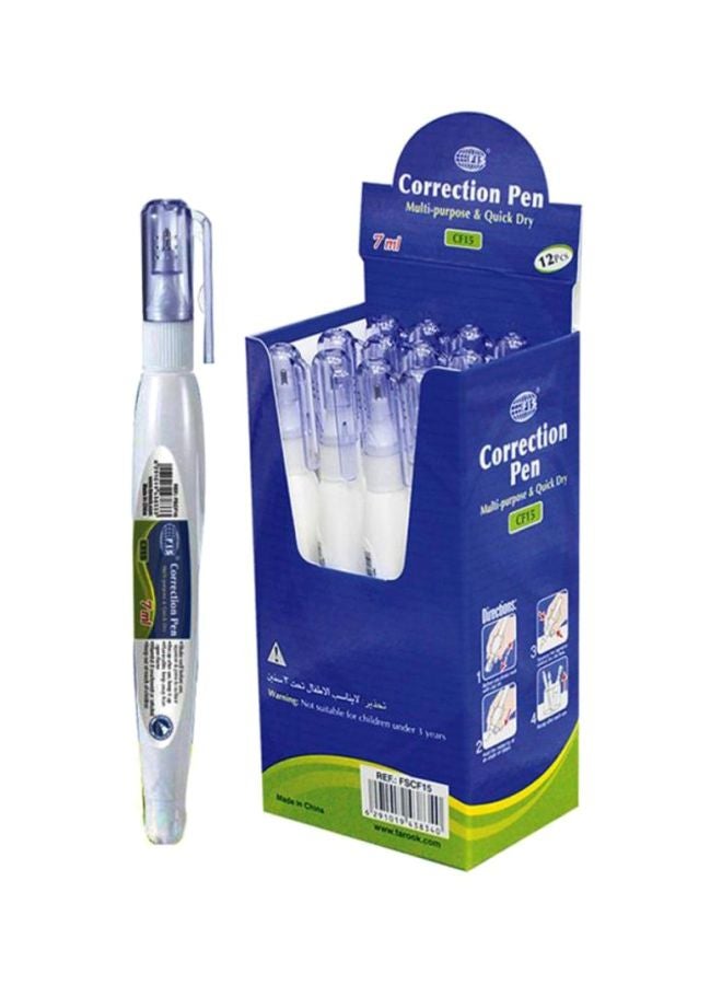FIS 12-Piece Quick Dry Correction Pens White - Image 1