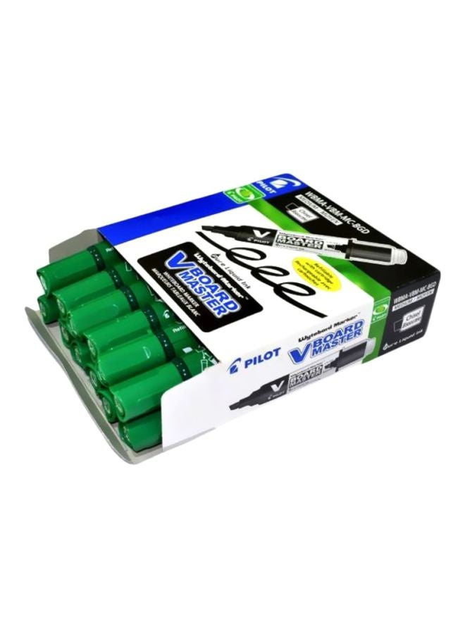 بايلوت طقم أقلام ماركر V بورد ماستر من 12 قطعة أخضر