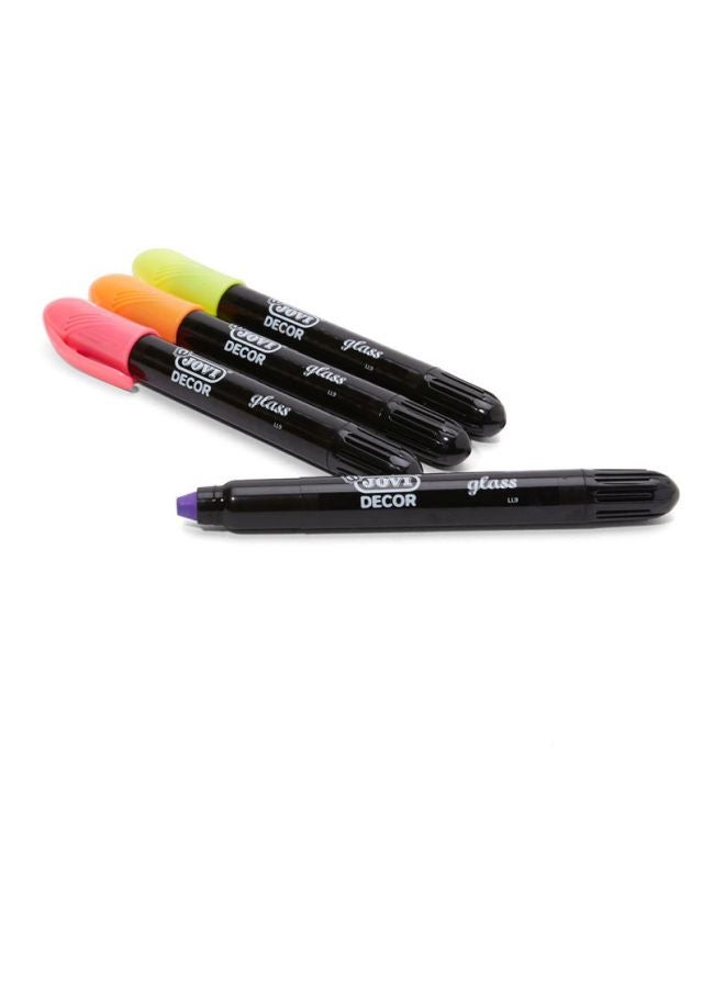 جوفي أقلام ماركر لتزيين الزجاج من 4 قطع وردي/برتقالي/أرجواني - Image 2