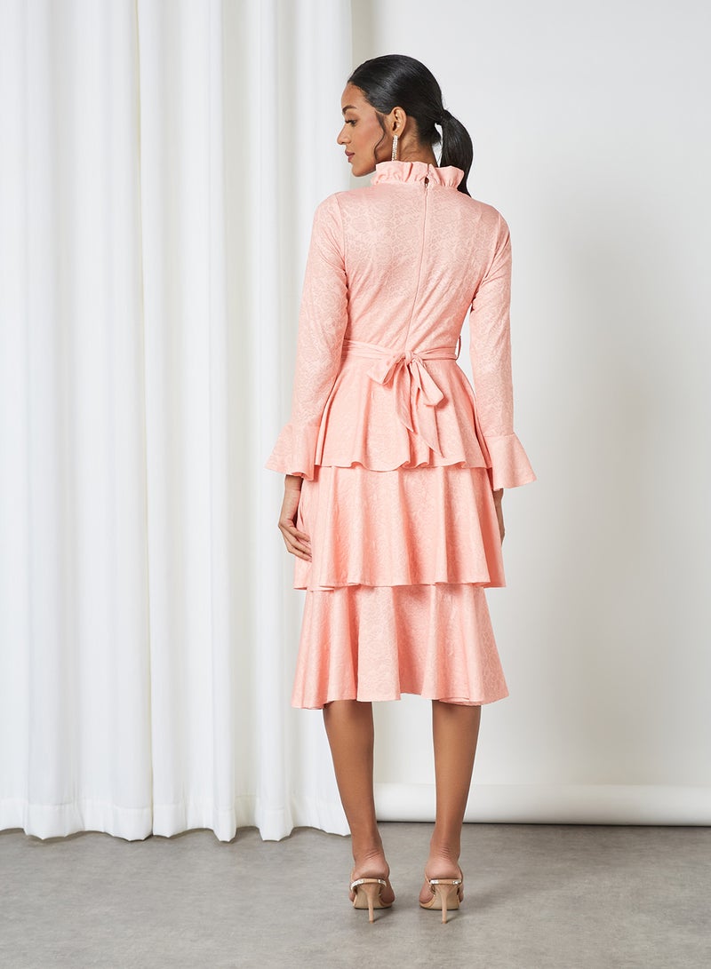 SIVVI for HANIYA Tiered Hem Dress Peach - Image 2