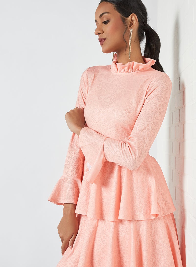 SIVVI for HANIYA Tiered Hem Dress Peach - Image 4