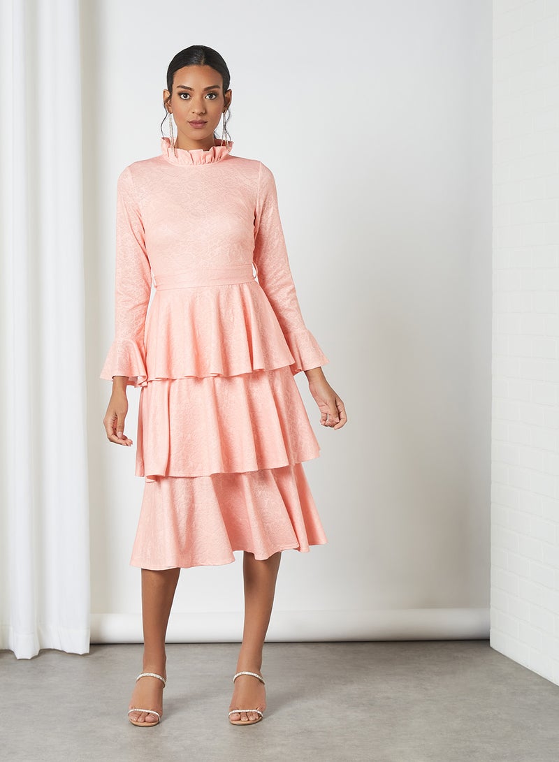 SIVVI for HANIYA Tiered Hem Dress Peach - Image 1